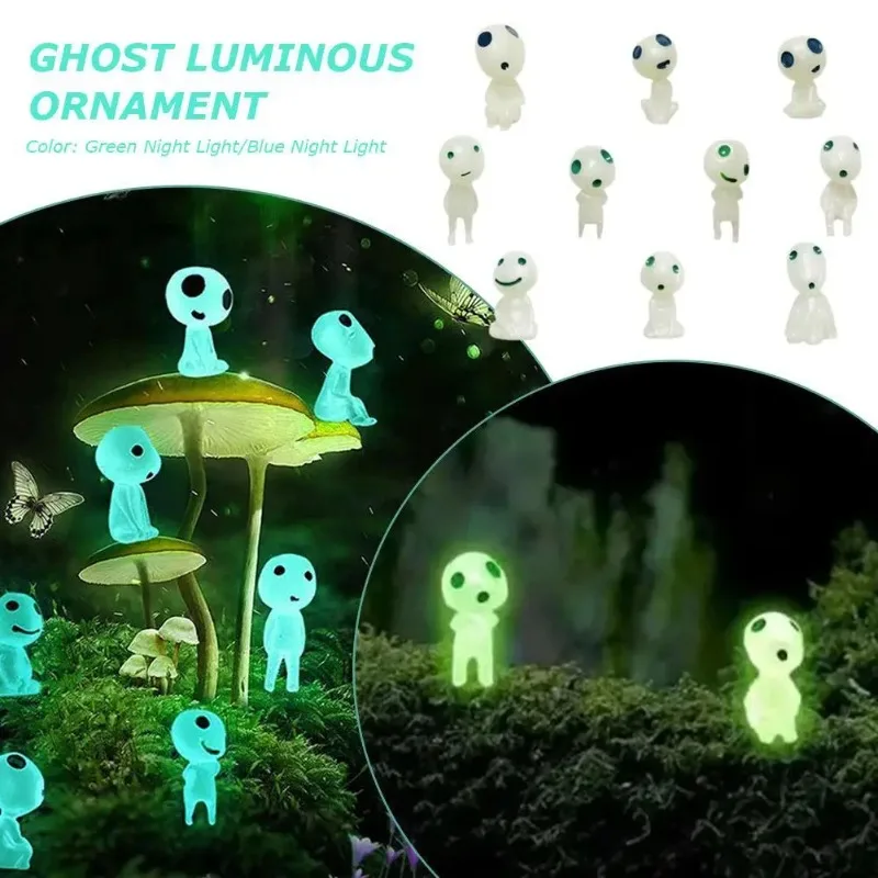 5pcs Luminous Elves Cute Fairy Garden Mini Figures Fish Tank Decor Kodama Glow in The Dark Figures Resin Micro Landscape Figure