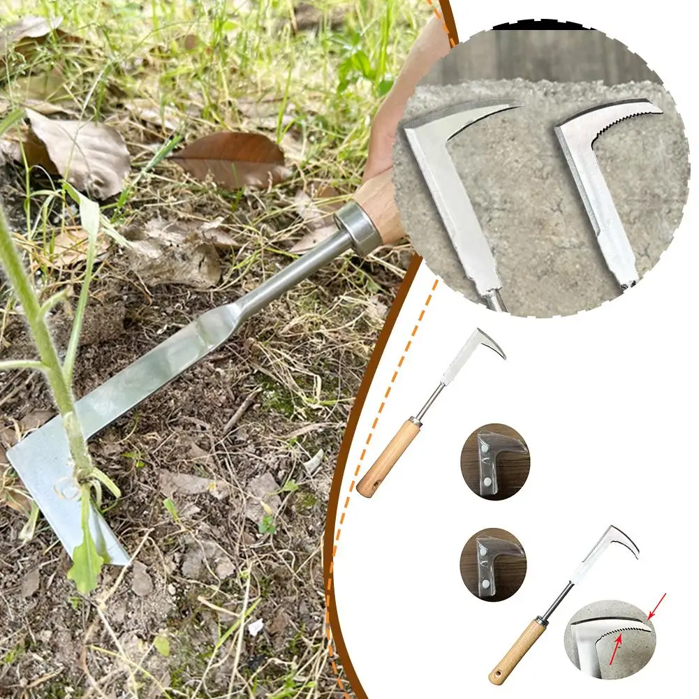 Garden Crack Weeder Multifunctional Stainless Steel Stone Sickle Weeding Cleaning Manual Crevice Household Weed Tool Garden M0A8