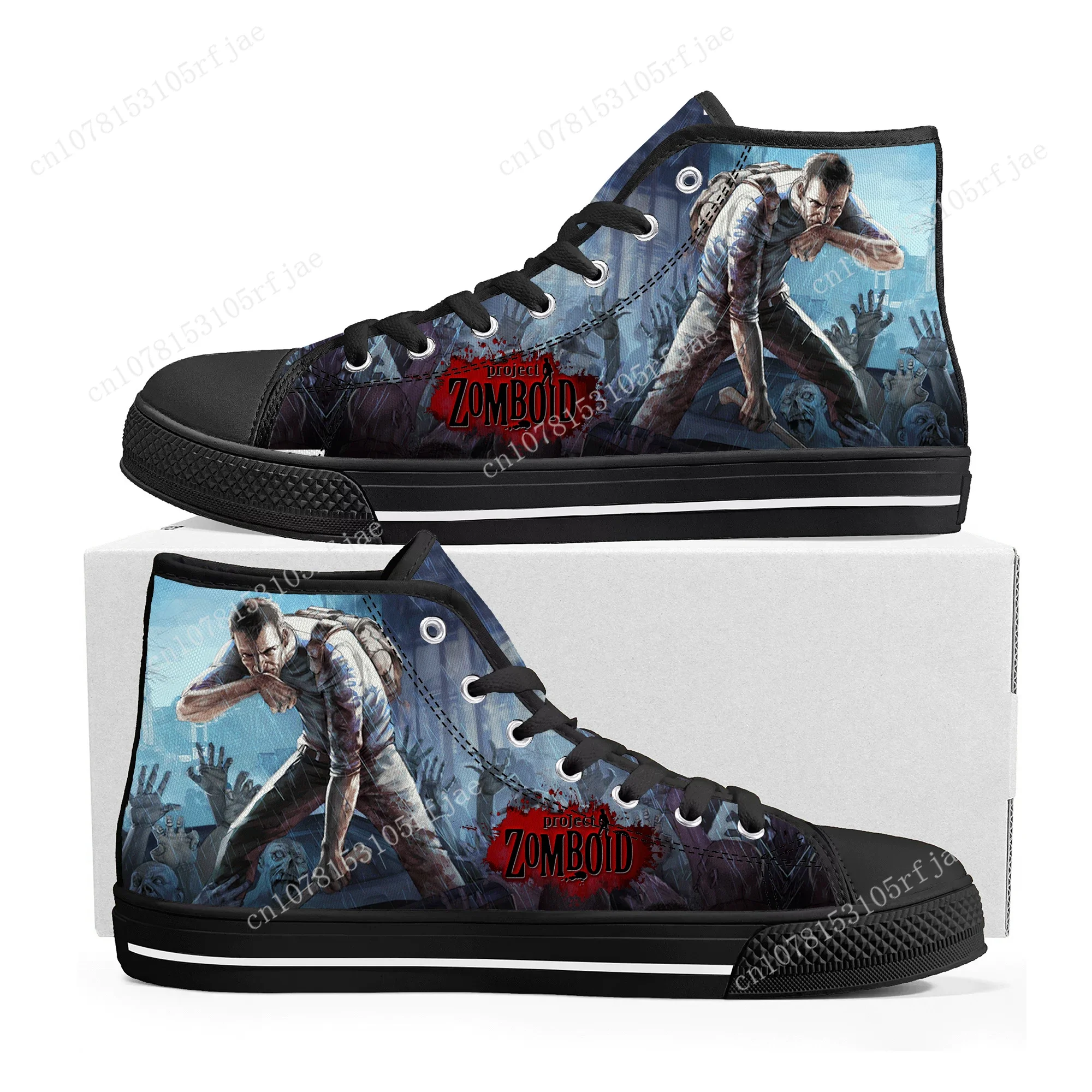 

Project Zomboid High Top Sneakers Cartoon Game Men Women Teenager Fashion High Quality Canvas Sneaker Custom Built Couple Shoes