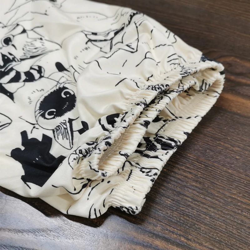 السراويل المنزلية في الهواء الطلق للنساء بيجامة السراويل لينة مريحة الكرتون مو القط معركة كبيرة مرونة الخصر طالب فضفاض النوم السراويل