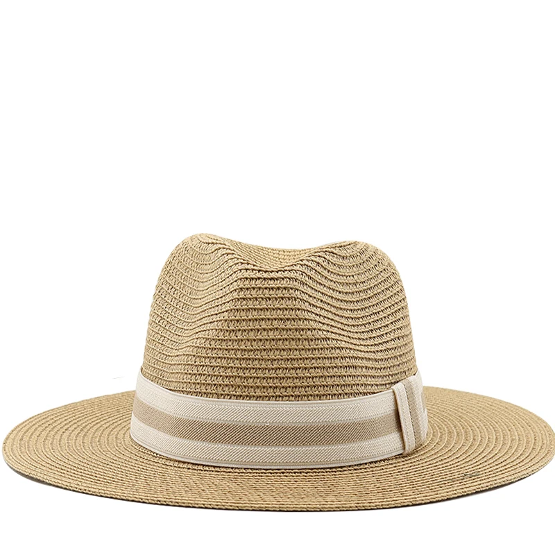 54-58-60CM Womens Summer Panama Hats Wide Brim Straw Sun Hat Beach Hat For Men Fashion UPF UV Protection Fedoras Cap For Travel