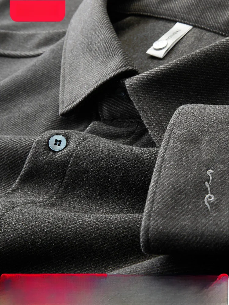 

Ele Embroidered Men's Long Sve Woolen irt Casual Thi Warm Faionable Winter Busin Casual Slim Fit irt