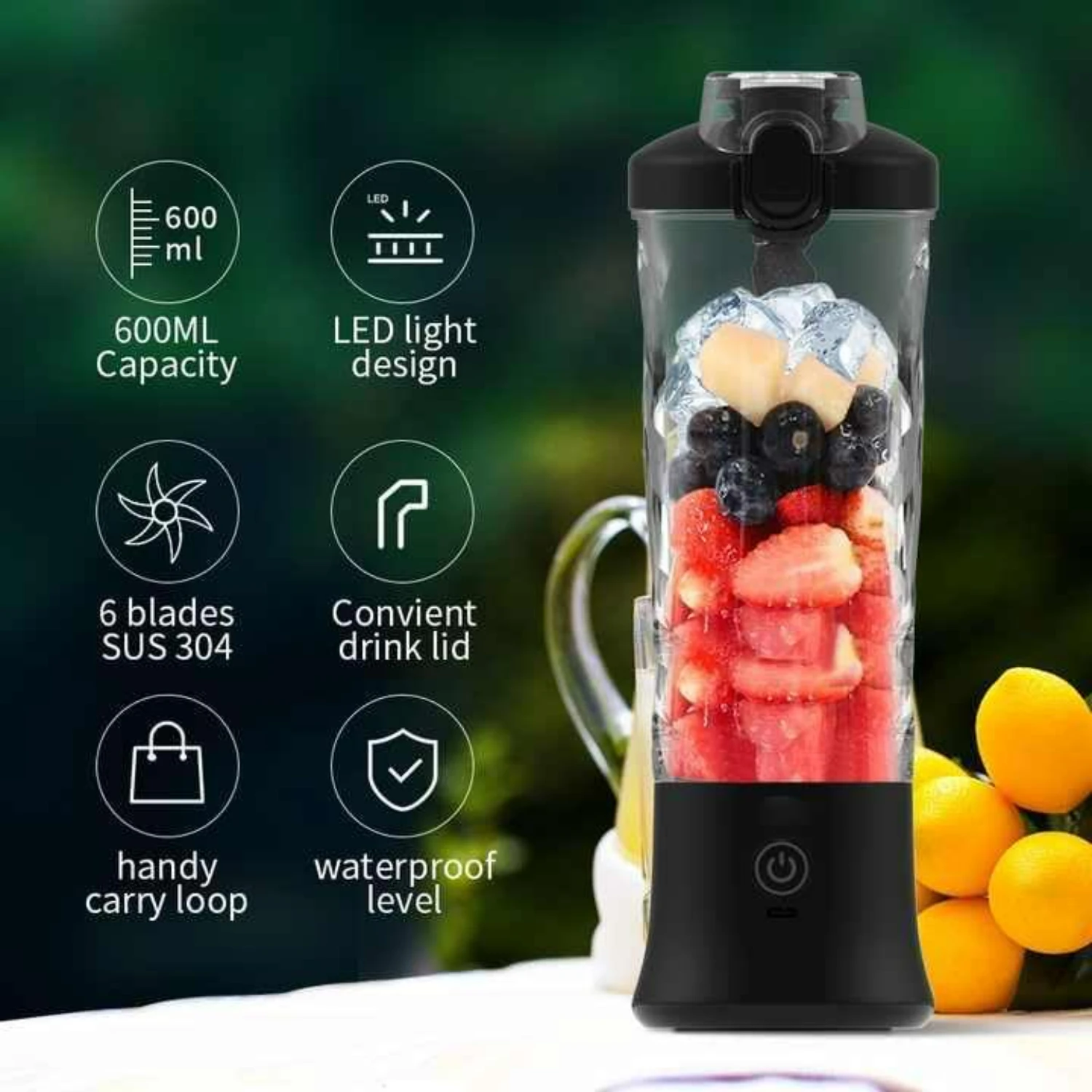 Efficient, Portable, and Convenient Black USB Rechargeable Smoothie Blender  The Ultimate On-the-Go Choice for Smoothies & Shake