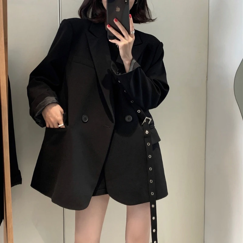 Fashion Lace-up Blazers for Women 2025 Spring Two-Button Loose Long Sleeve Suits Jackets Elegant Popular Office Lady Coat Mujer