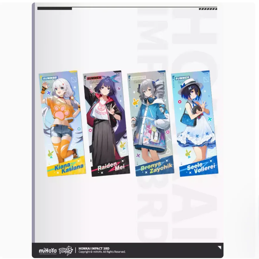 2024 Anime Honkai Impact 3 Summer Carnival Series Laser Ticket Cartoon Figure Seele Kiana Mei Cosplay Gift