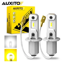 AUXITO 2 szt. Canbus H3 LED żarówka przeciwmgielna bez wentylatora 3000K żółta biel do samochodu H3 LED przednie światło przeciwmgielne samochodowa lampa do jazdy super jasna