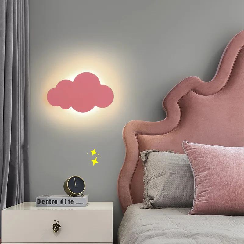 Luz de pared de nube Macaro, lámpara de cabecera de dormitorio de dibujos animados, lámpara de pared decorativa, arte de personalidad creativa,