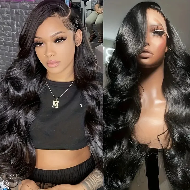วิกผมบอดี้เวฟผมแท้ 40 นิ้ว วิกผมลูกไม้ HD ธรรมชาติ ความหนาแน่น 220 ผมแท้บราซิล 100% วิกผมลูกไม้ด้านหน้าสำหรับผู้หญิง