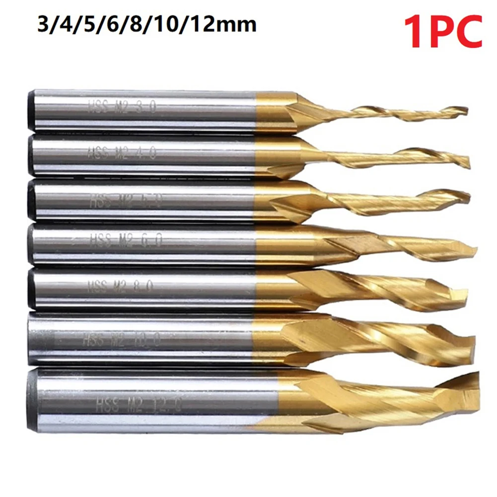 Milling Cutter 3-12mm Super Coated Single Flute HSS End Mill For Aluminum Door Window1 Cutting CNC Aluminum Cutting Router Bit