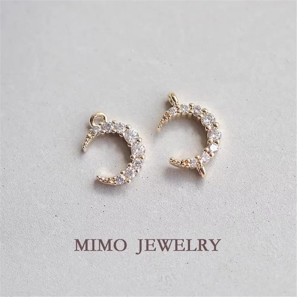 

Simple DIY Handcrafted Accessories for Single and Double Ring Moon Pendants Plated with Real Gold and Slightly Inlaid Zircon