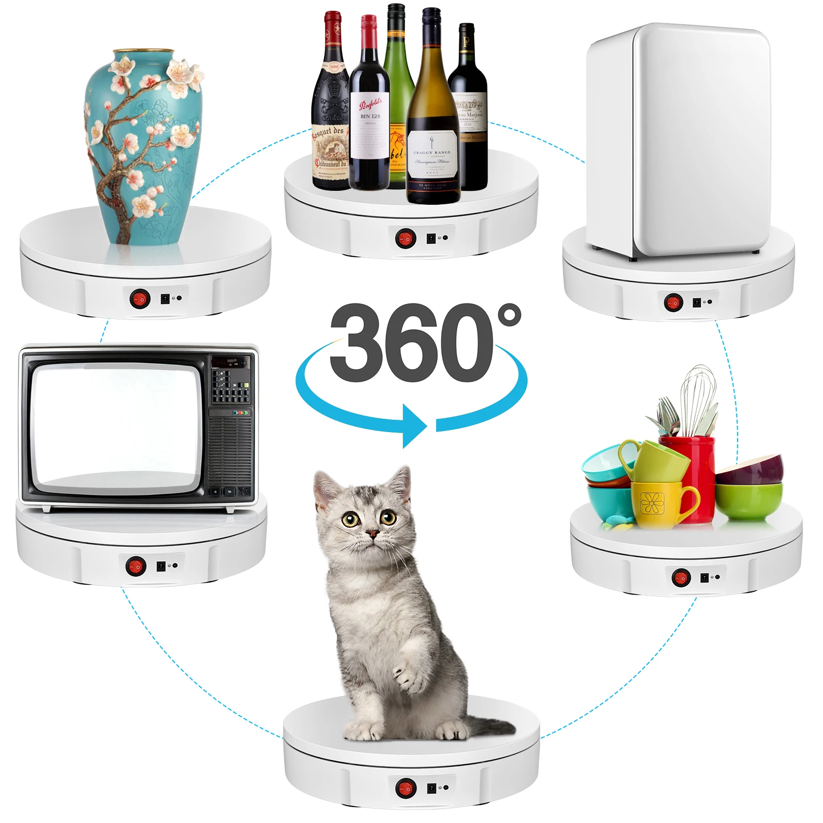 Imagem -05 - Suporte Elétrico Giratório para Exposição Dispositivo Mirror de 110 Graus para Joias Fotografia Vídeos Bateria 220360 v