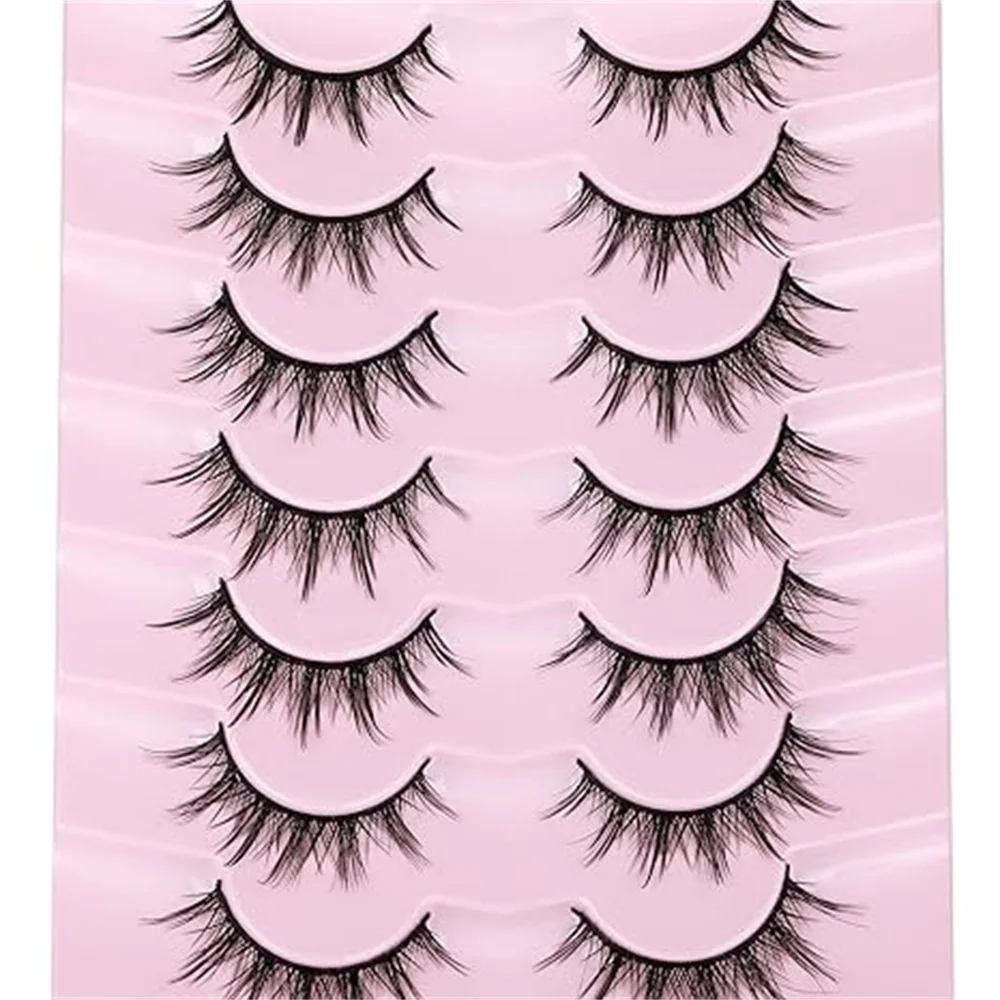 7ペアの漫画まつげ、軽量アニメつけまつげ、ナチュラルな外観、ふわふわの尖った人形まつげ、メイクアップつけまつげ