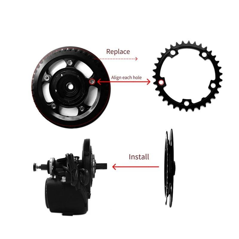 Mid Drive Motor Chain Ring, Bicicletas elétricas Acessório para Tongsheng TSDZ2, TSDZ-2B, 34T