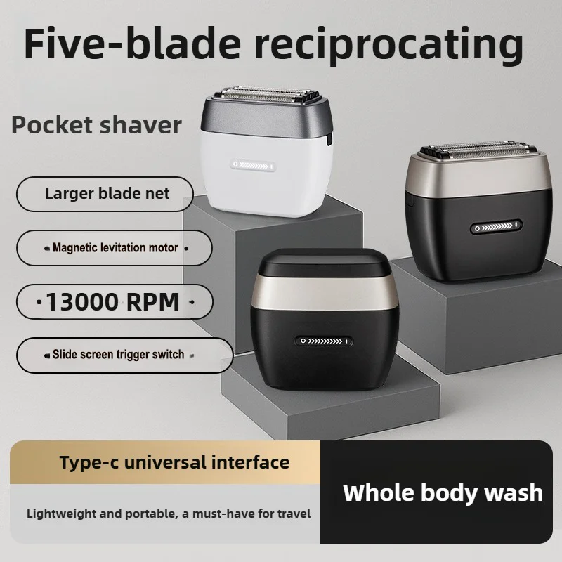 Jason Recommend Professional Men's Shaver Mini Shaver 13000RPM 5-Blade Knife Net 1600mAh IPX6 Waterproof Electric Hair Trimmer