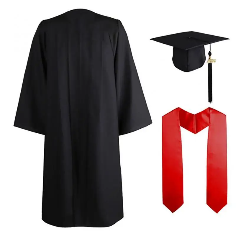 American Style Adult University Academic Dress Baccalaureate Gown Set Graduation Ceremony Commemorative Suit Gown and Hat