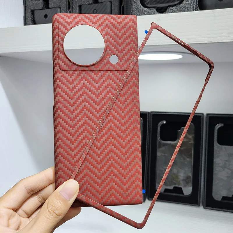 

For Vivo X Fold / X Fold+ Real Carbon Case Ultra-thin Lightweight Luxury Aramid Foldable Full set Phone Cover for X Fold plus