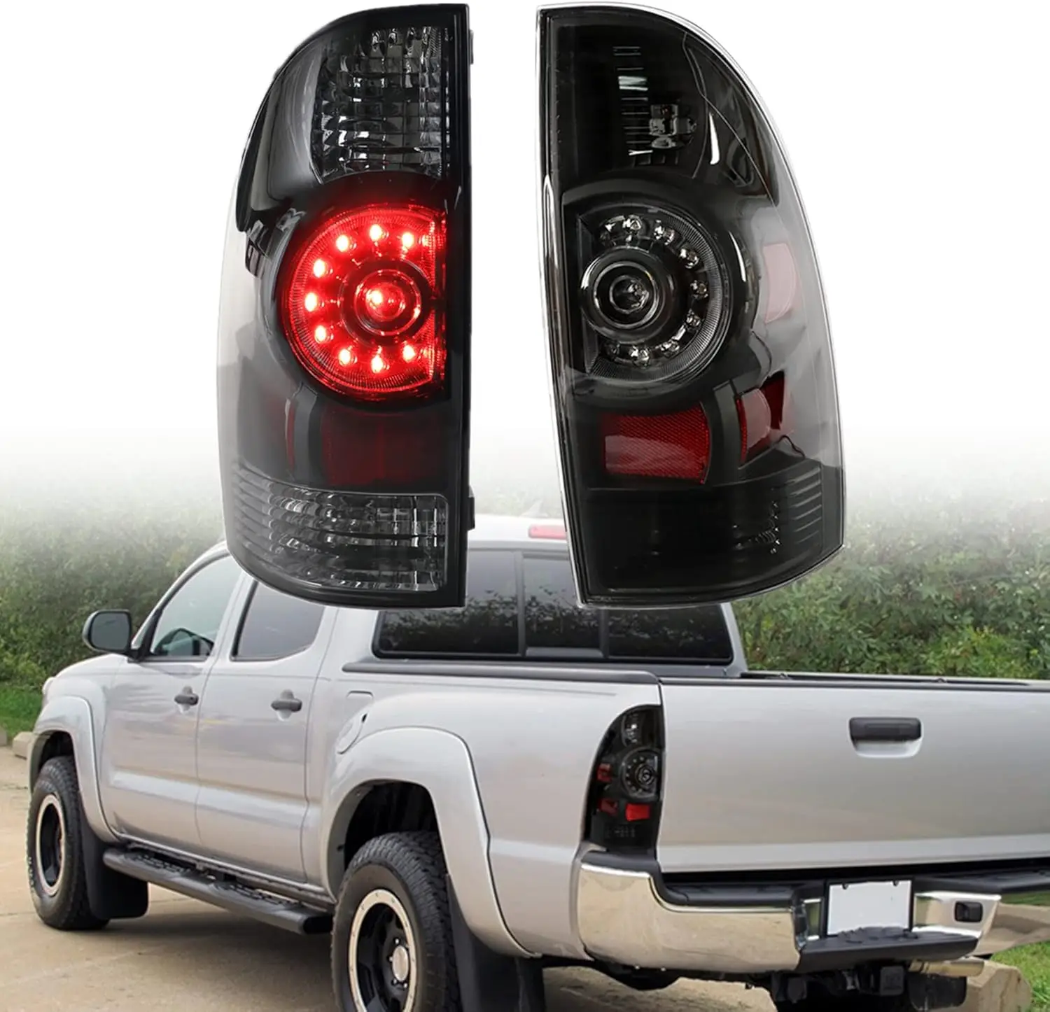 

Rear Tail Light Assembly Pair Black Housing Smoke Lens Replacement for T-acoma 2005-2015 8156004150 8156004160