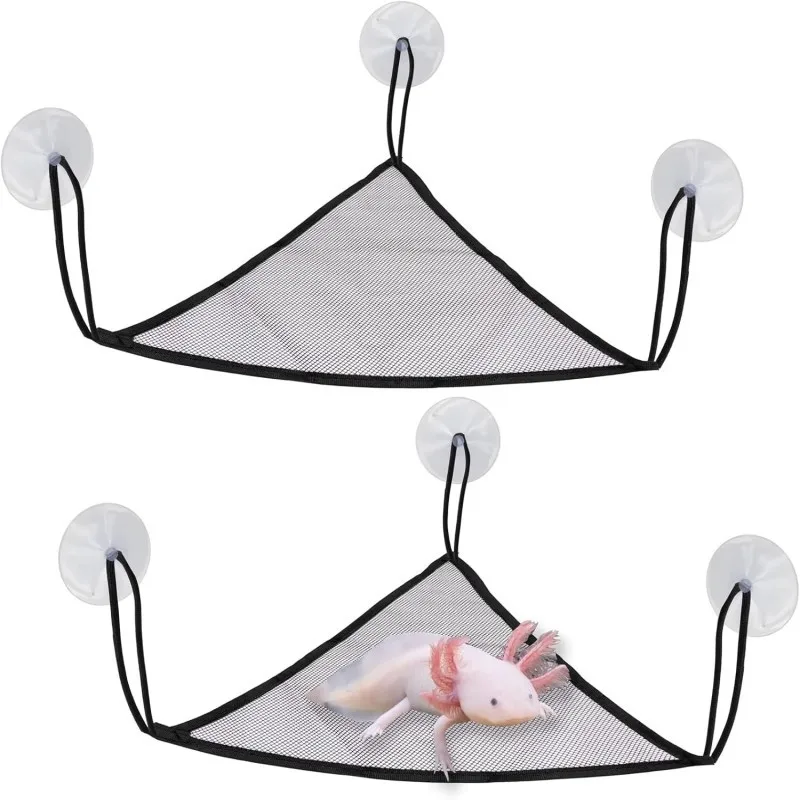 

【2 Pcs Aquarium Pet Hammock】with 6 Suction Cups & Rope, Reptile Hanging Bed for Fish Tank,Turtle Basking Platform - Secure Setup
