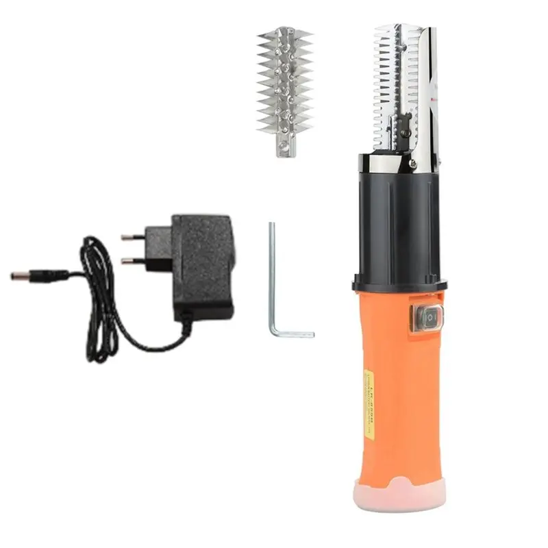 PZHI-Electric Fish Scaler Tools Cordless, Built-In 12V Rechargeable Battery, IPX7 Waterproof, 2 Cutters Included Head EU Plug