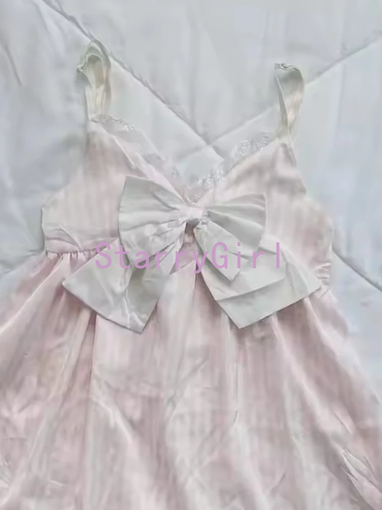 和風レースストライププリントトップス レディース 新デザイン セクシー ノースリーブ サスペンダー付き 原宿系ファッション スリム リボン付き 服 2025