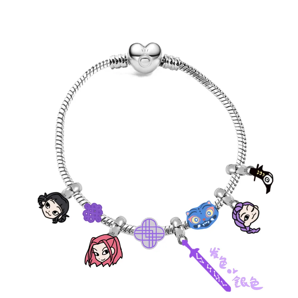 Y2K فيلم K-Pop شيطان الصيادين سلسلة حبة معدنية قلادة مطلية بالمينا سوار شخصية Harajuku المشجعين تأثيري مجوهرات هدية #5