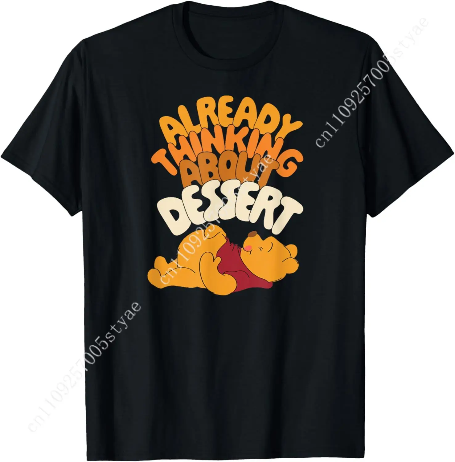 

Amazon Essentials Winnie the Pooh Thanksgiving Already Thinking About Dessert T-Shirt