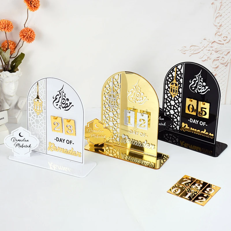 Eid Mubarak Acrylic Countdown Calendars Gifts Day Kareem Ramadan Ornaments Calendar With Replacing Number Muslim Home Decoration