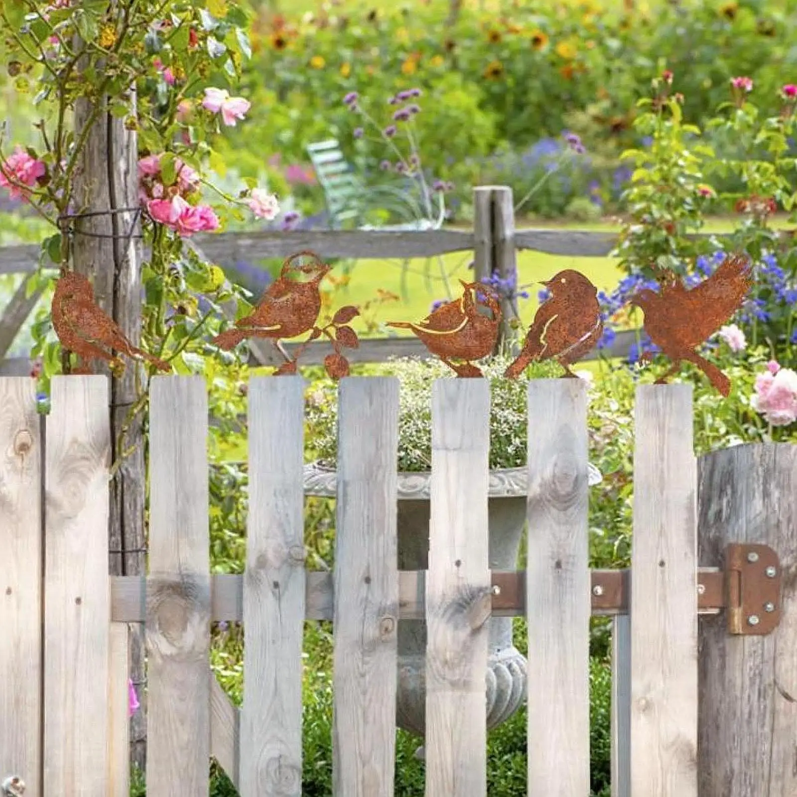 5x Bird Decorations Fence Decoration Iron Crafts Metal Bird Silhouette Garden Ornaments for Doors