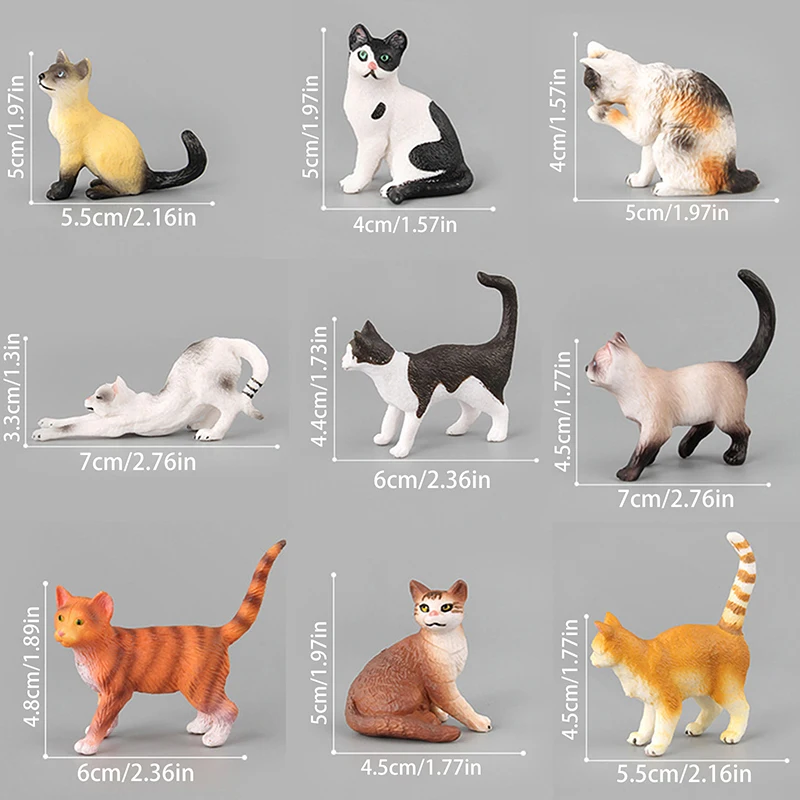 1szt Symulacja kota Model Cute Cartoon PVC Cat Figurka Mini Ornament Kids Doll Toy Kitten Statue Desktop Decoration