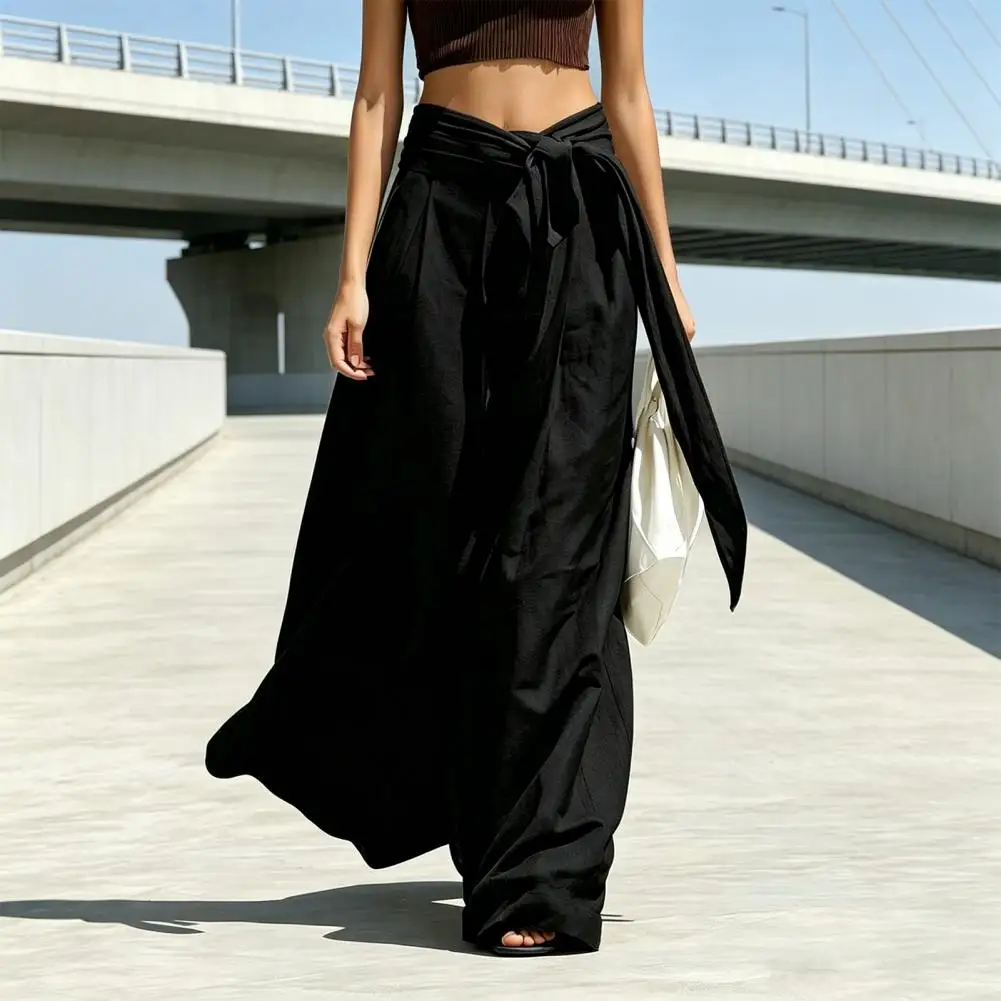 Loose American Style Summer Vintage Wide Leg Pants Drawstring Casual Trousers Relaxing Feel Workwear Loose Fit Casual Pants