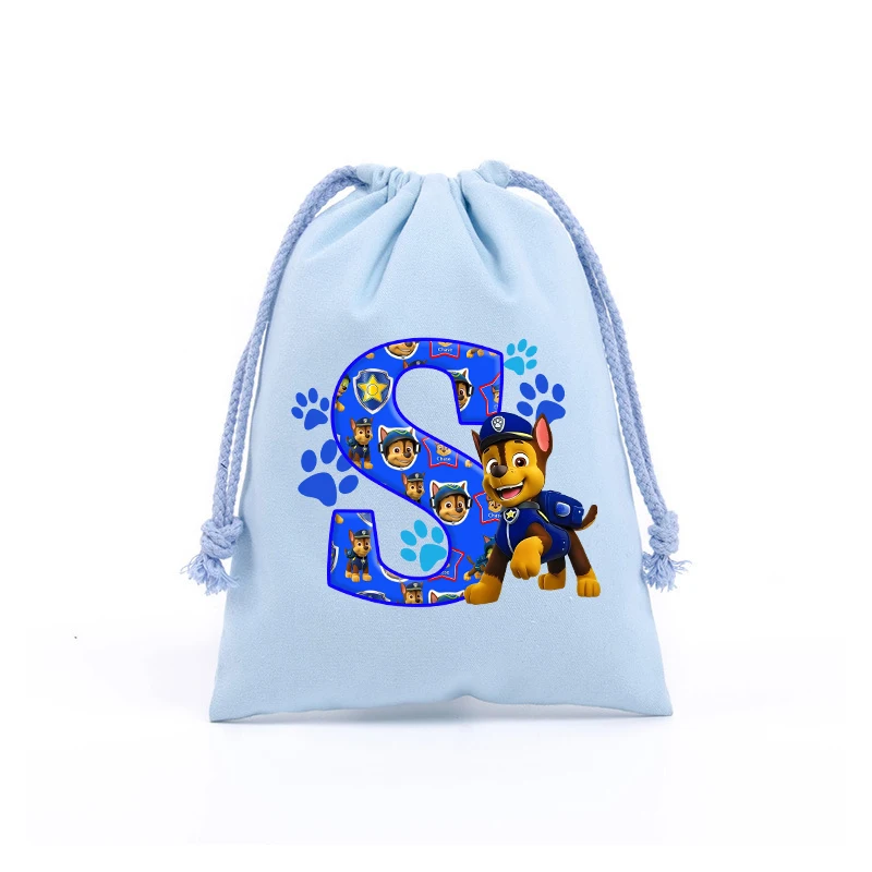 Paw Patrols Letter A-Z Drawstring Gift Bags Kids Anime Dog Package Kids Birthday Baby Shower Christmas Handbag Pouch Hot Sales