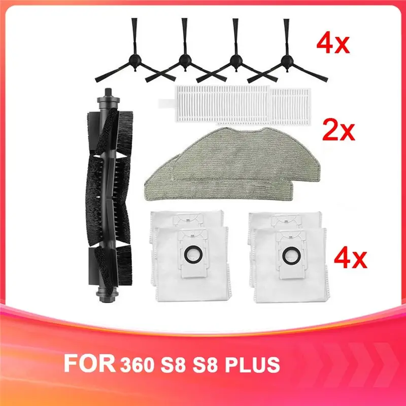 Exquisite-For 360 Robot Vacuum Cleaner Accessories S8 S8 PLUS Main Brush Side Brush Filter Mop