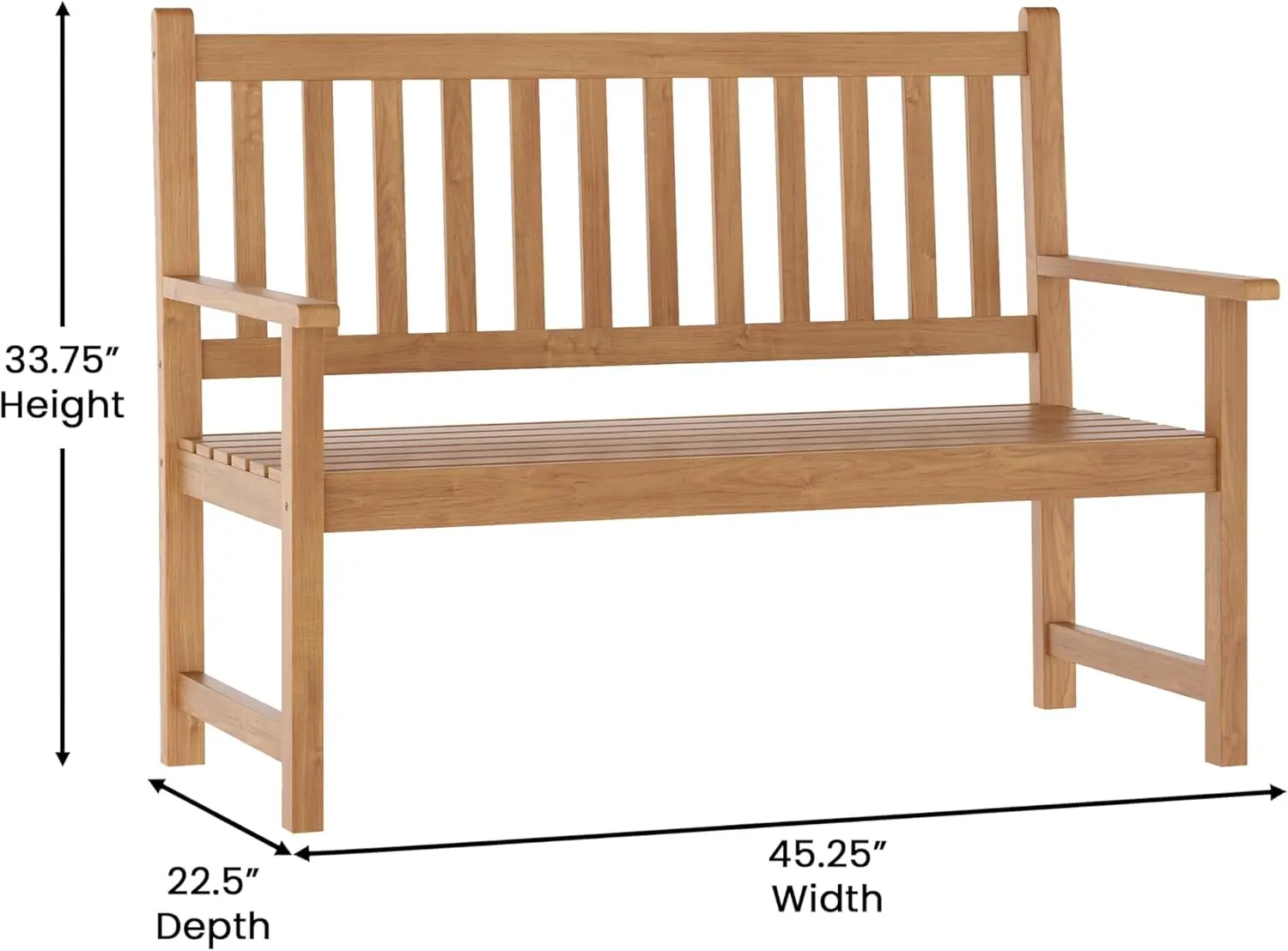 Brown Acacia Wood Indoor/Outdoor Bench for Yard, Garden, etc., 2-Person Slatted Patio Loveseat