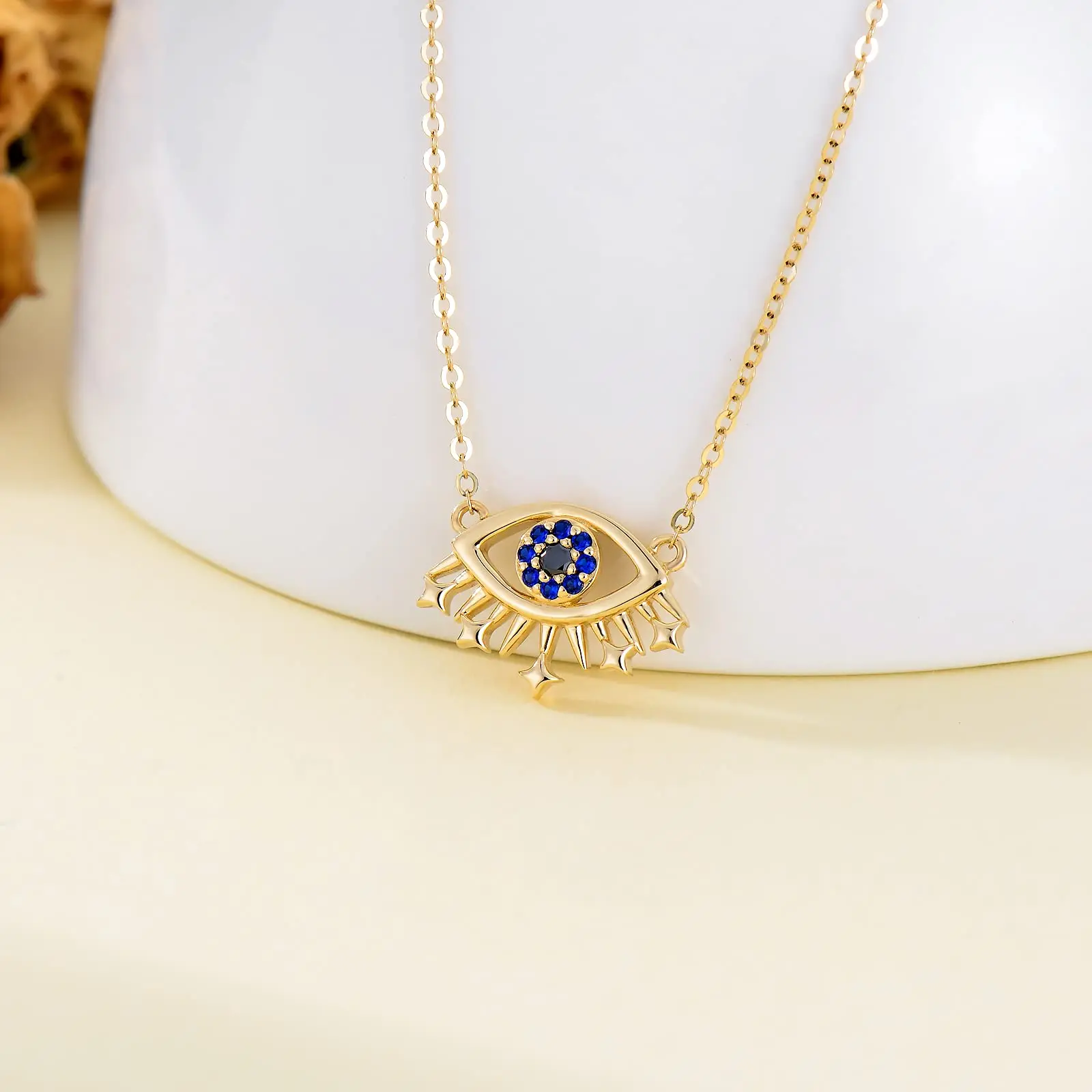 YFN 14K Gold Evil Eye Necklace Fine Jewelry for Women Solid Real Gold Pendant for Women Birthday Gift