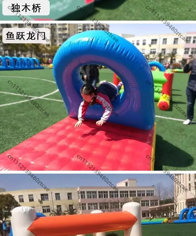 Inflatable Obstacle Course 4 in 1 Set Fun Sports Props Outdoor Team Building Challenge Game Equipment f