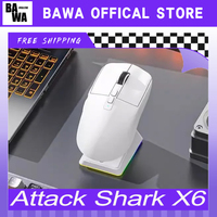 Attack Shark X6 Gamer Mouse With Charging Dock 2.4g Wireless 3 Mode Custom Mouse 26000dpi Paw3395 Sensor Gaming Mices Gifts