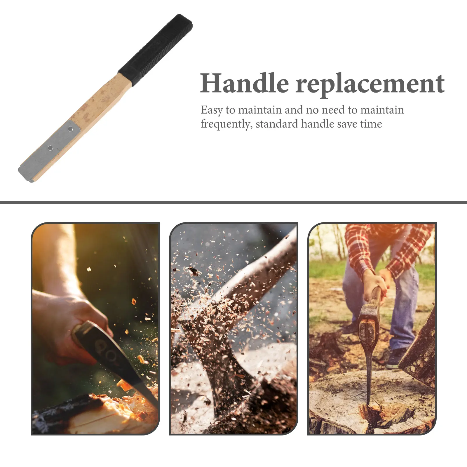 

Sturdy Axe Handle Replacement Durable Wood and Iron Material Easy Install Anti-Slip Grip Widely Applicable Axe Handle