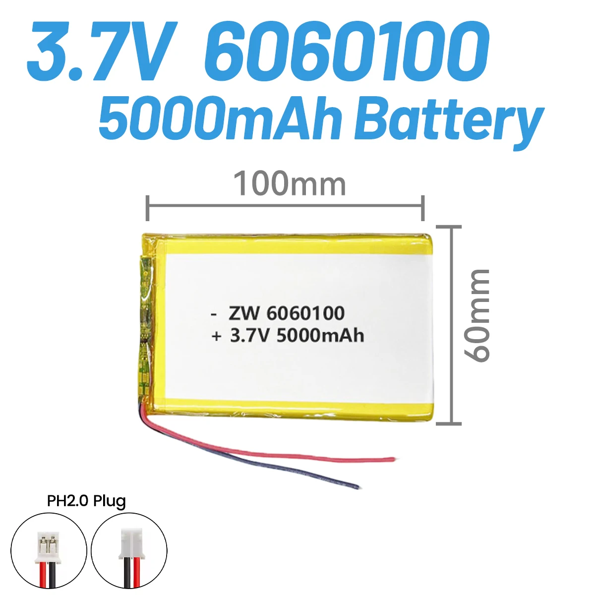 6060100 18.5Wh 3.7V 5000mAh Rechargeable High Large Capacity LiPo Battery Cell Lithium Polymer Battery for 6060110 606090 706090