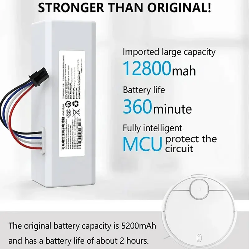 

New 14.4V 6500Mah P1904-4S1P-MM Battery For Xiaomi Mijia 1C STYTJ01ZHM Robot Vacuum Mop Cleaner Accessories Parts original