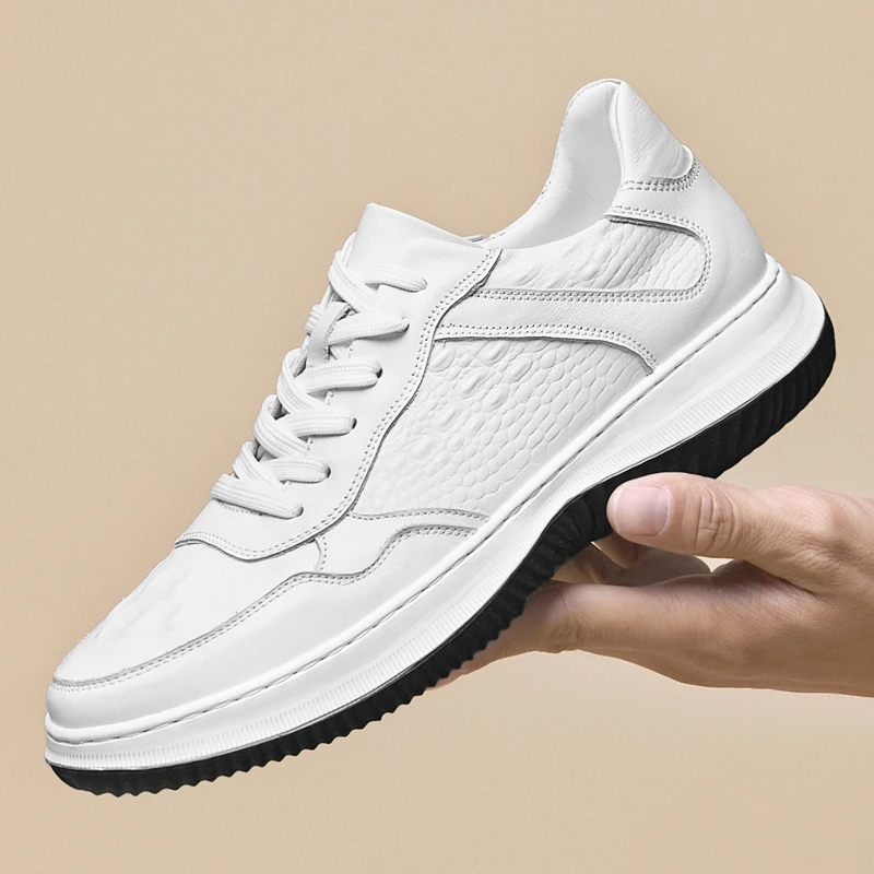 

Men's Genuine Leather Casual Shoes, Thick-soled Anti-slip Height-increasing Sports Shoes, Street Fashion Handmade Leather Shoes