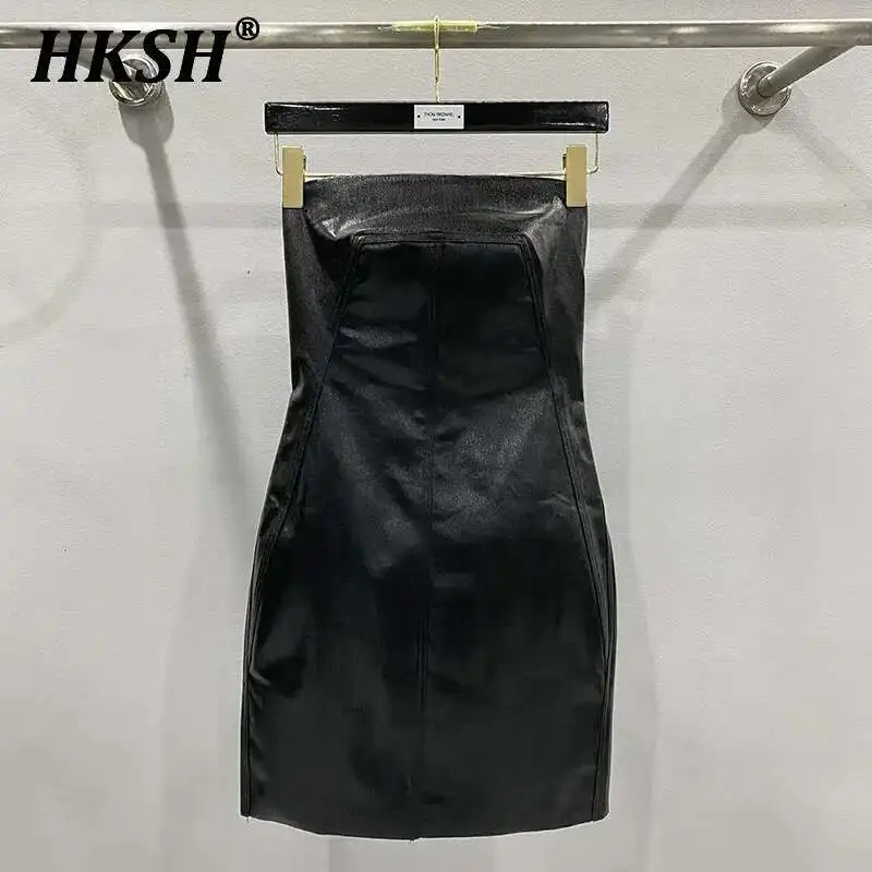 

HKSH Spring Summer New Women's Streetwear Dark Punk Style Trendy Coating Denim Wrapped Chest Slimming Chic Dress Strapless H2588
