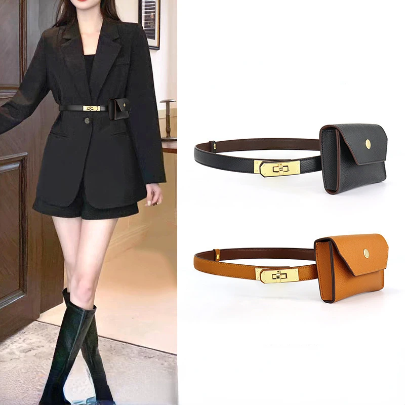 2023 new fashion all-match black with women's belt Luxury Brand Real Leather  key mobile phone bag Dress Jeans Sweater Waistband