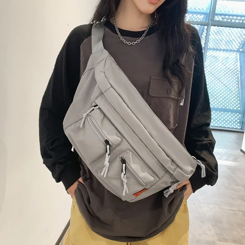 

Couple Chest Bag 2024 New High Quality Nylon Zipper Double Pocket Large Capacity Fashion Commuter Chest Bag커플 가슴가방