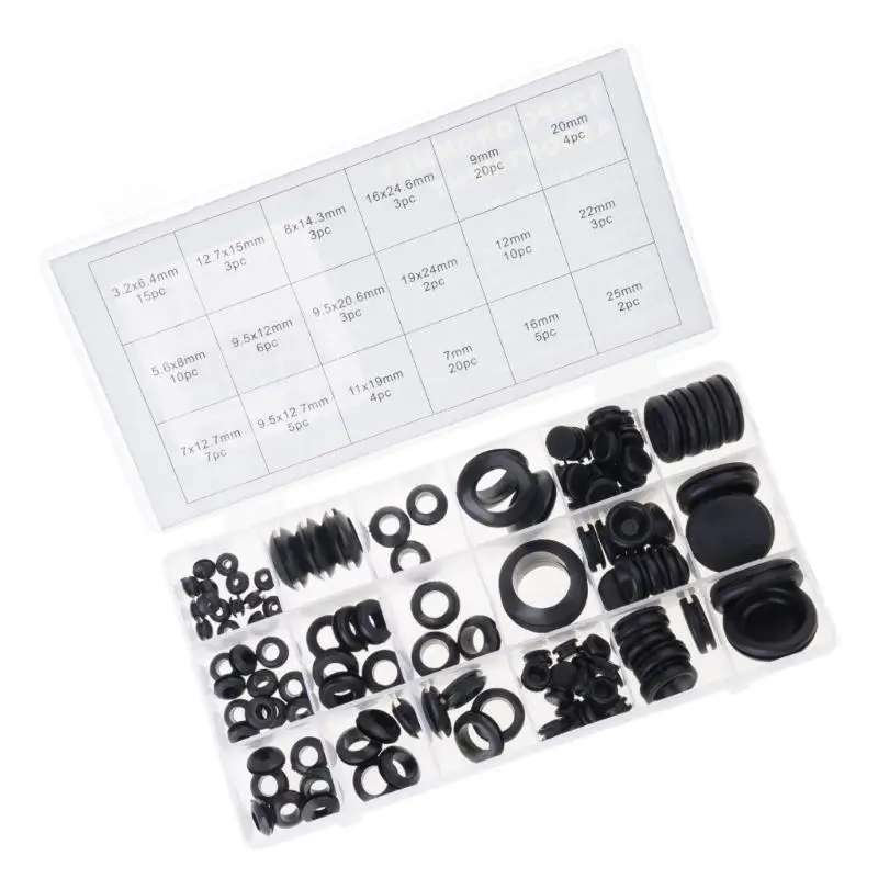 652F 125Pcs Rubber Hole Covers Assortment 8 Size Heat Resistant Cabinet Furniture Plugs Flexible Rubber Stoppers Enduring