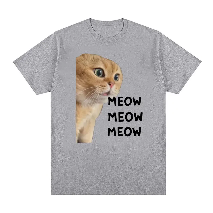 Talking Cat Cute Meme Tee Women Fashion Short Sleeve Funny Top O-Neck Kawaii Tee Graphic Y2K High Quality Breathable Summer Top