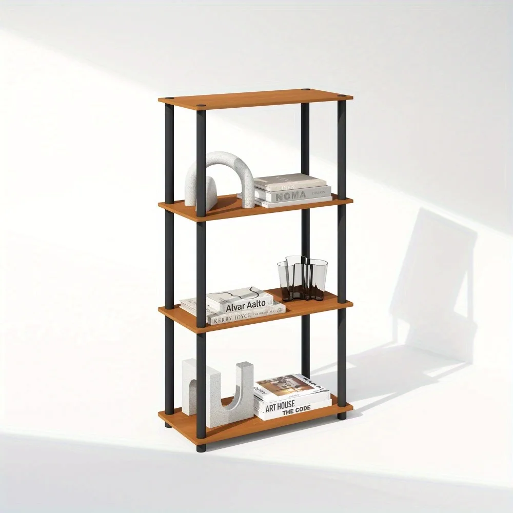 

4-Tier Multipurpose Shelf Display Rack, Shelving Unit, Bookcase, Light Cherry/Black