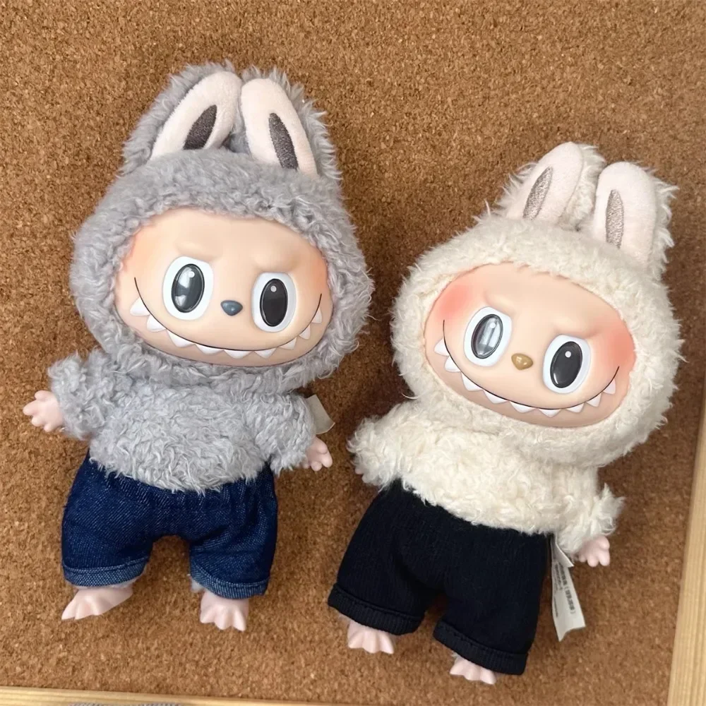 For Labubu Doll Clothes 17cm Vinyl Doll Labubu Doll Changing Shorts Versatile Denim Pants Labubu Matching Outfit