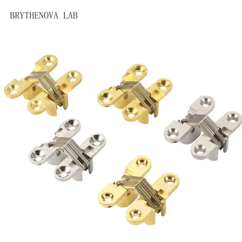 4Pcs Hidden Hinges Invisible Concealed Barrel Cross Door Hinge Bearing Box Wooden for Folding Window Furniture