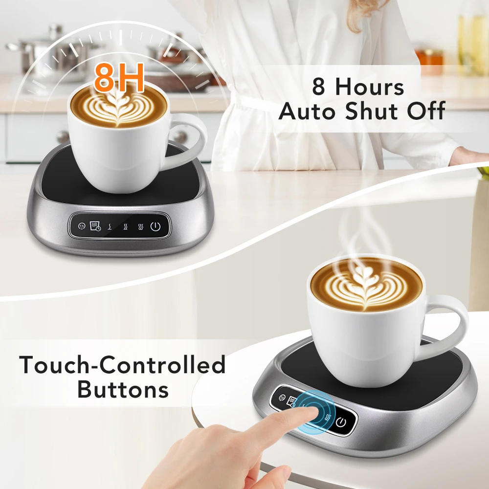 Dessous de verre chauffant USB intelligent, température constante, tapis de tasse chauffant tactile, trois réglages de température, tapis de tasse isolant pour l'eau