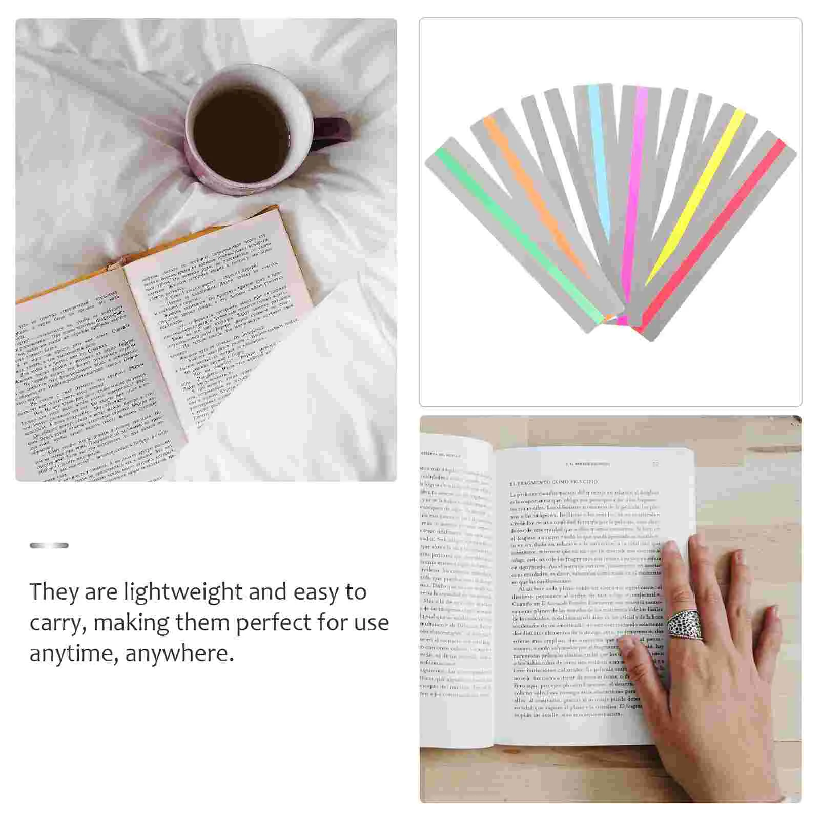 8 Pcs Guided Reading Articles Strips Tracking Page Marker Practical Colored Bookmarks